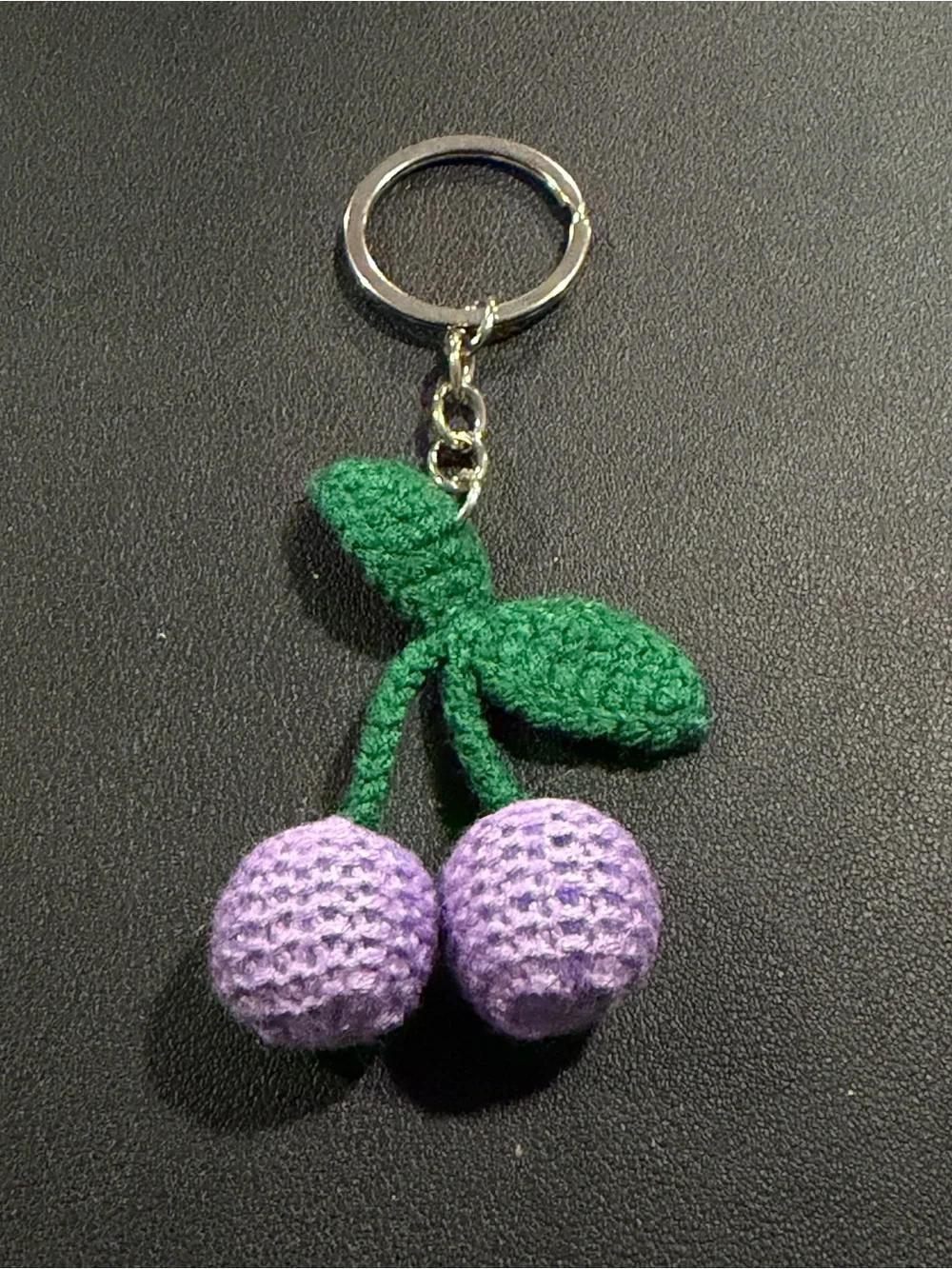 Handmade Purple Cherry Crochet Keychain - Women Accessories set 4 pieces